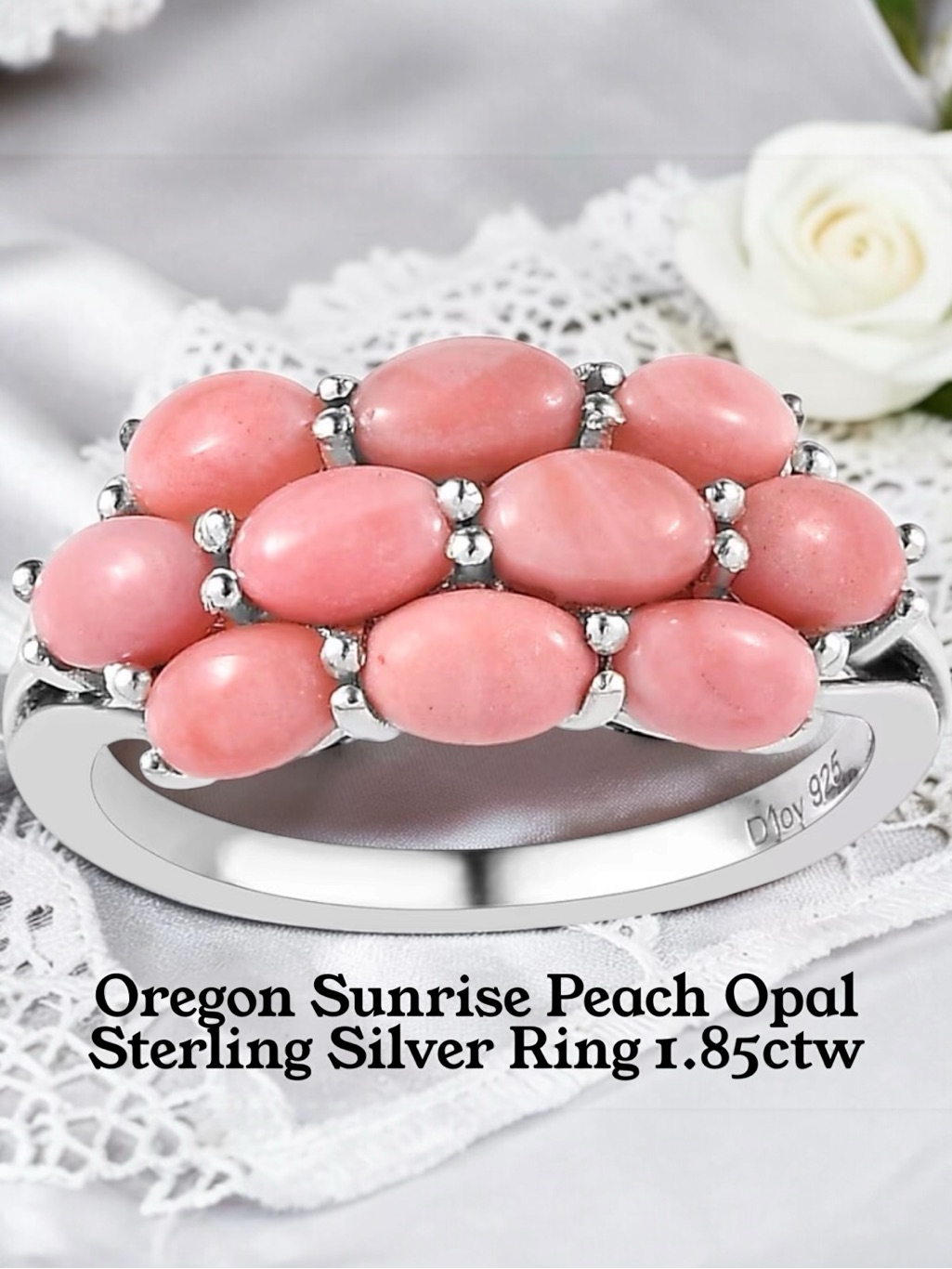 Oregon Sunrise Peach Opal Sterling Silver Ring 1.85ctw